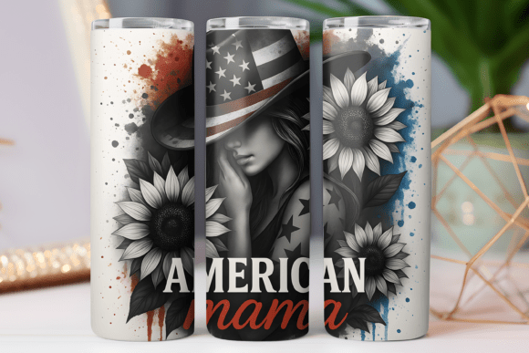 American Mama Patriotic Tumbler Wrap Graphics