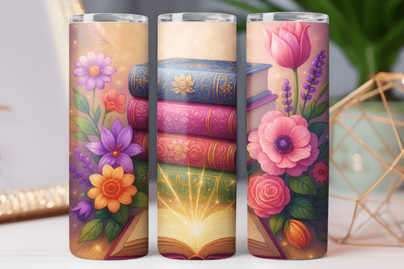 Book Lover Tumbler Wrap: Art Skinny Graphics for Tumbler Wraps