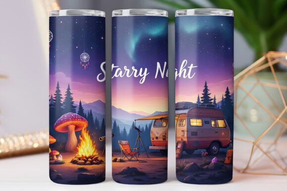 Camping Night Tumbler Wrap Photo Skinny