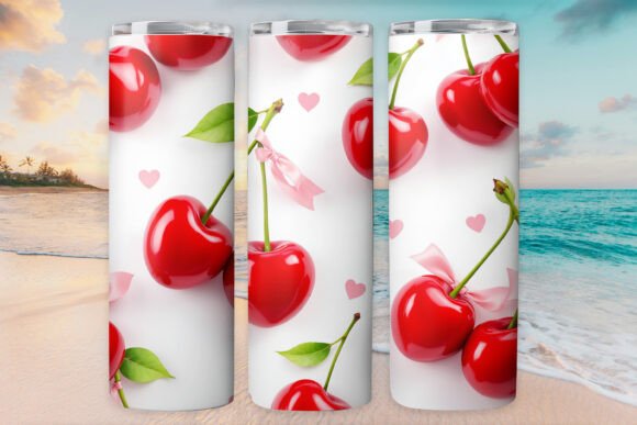 Cherry Girls Bow Tumbler Wrap 20oz Art