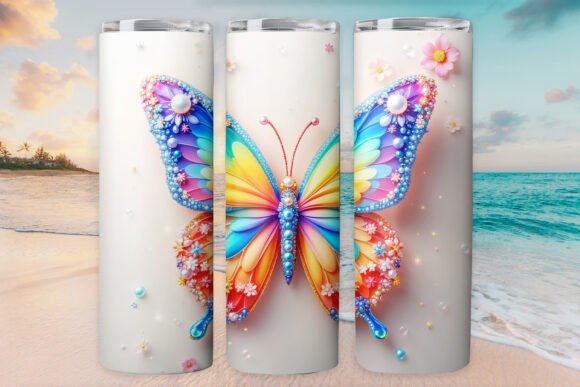 Colorful Butterfly Tumbler Wrap Graphics for Branding