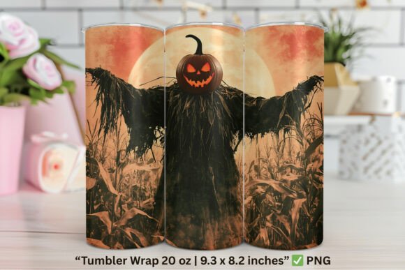 Creepy Scarecrow with Pumpkin Head: Tumbler Wraps & Graphics Review
