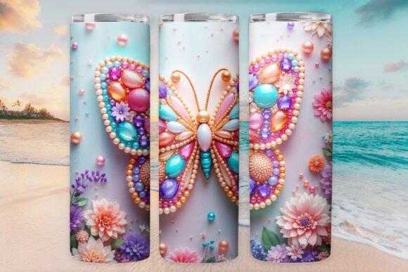 Cute Butterfly Tumbler Wrap 20oz Skinny Graphics