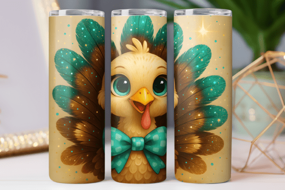 Cute Turkey Thanksgiving Day Tumbler Png Graphics and Tumbler Wraps