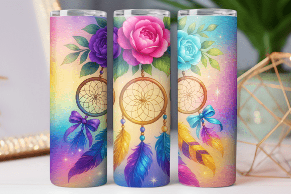 Dreamcatcher Floral Tumbler Photos Wrap Graphics