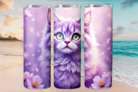 Floral Cat Kitty Tumbler Wrap Graphics: Freebies for Branding