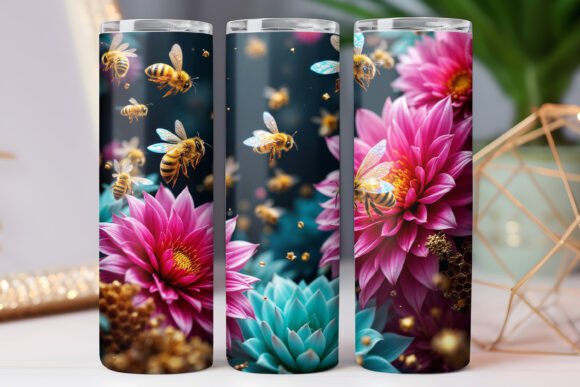 Flower Bee Sunflower Tumbler Wrap Photo Graphics & Freebies