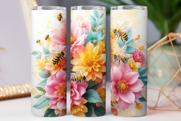 Flower Bee Tumbler Wrap Design 20oz Review