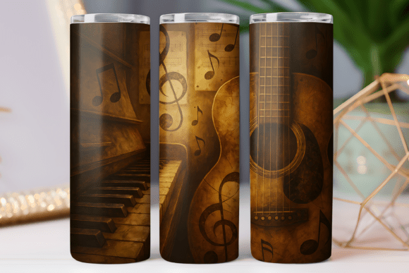 Guitar Music Tumbler Wrap Graphics for 20oz PNG