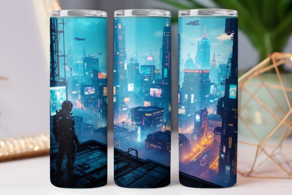 Japanese Future City Tumbler Wraps 20oz Graphics & Freebies