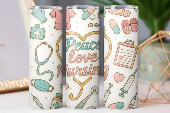 Love Nurse Tumbler Wrap 20oz Skinny Png Graphics for Tumbler Wraps