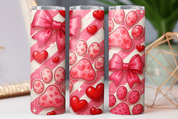 Paw Valentine Tumbler Wrap 20oz Skinny: Graphics for Tumbler Wraps