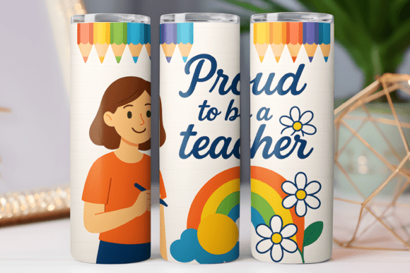 Proud Teacher Tumbler Wrap Skinny 20oz: Graphics for Tumbler Wraps
