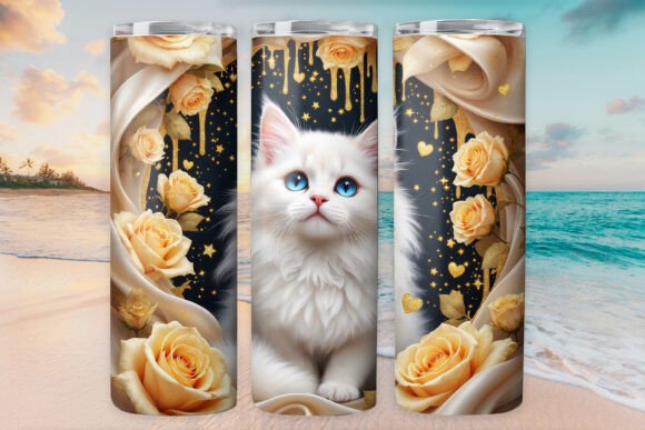 Rose Cat Kitty Tumbler Wrap Graphics Review