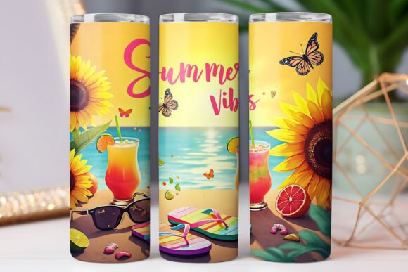 Summer Vibes Sunset Tumbler Wrap: Graphics Freebies