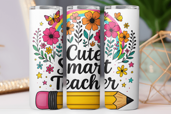 Teacher Tumbler Wrap Skinny 20oz Floral Graphics Tumbler Wraps