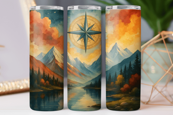 Watercolor Outdoor Tumbler Wrap Design: Graphics & Tumbler Wraps